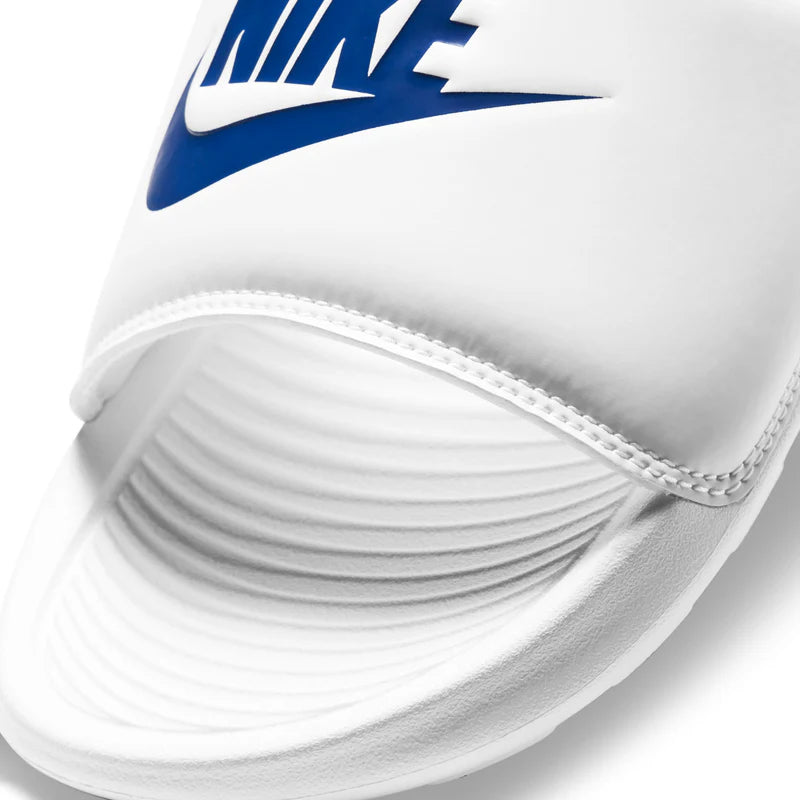 Nike Victori One All White and Navy logo