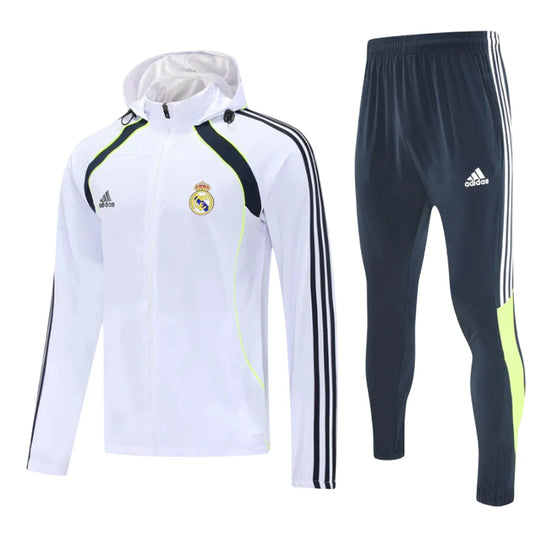 Real Madrid 2025-26 White & Navy Full-Zip TrackSuit Waterproof