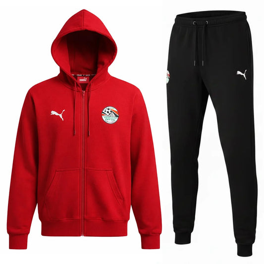 Egypt 2025-26 Full-zip Tracksuit set red and black