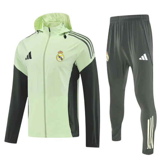Real Madrid 2025-26 Full-Zip Mint Green TrackSuit Waterproof